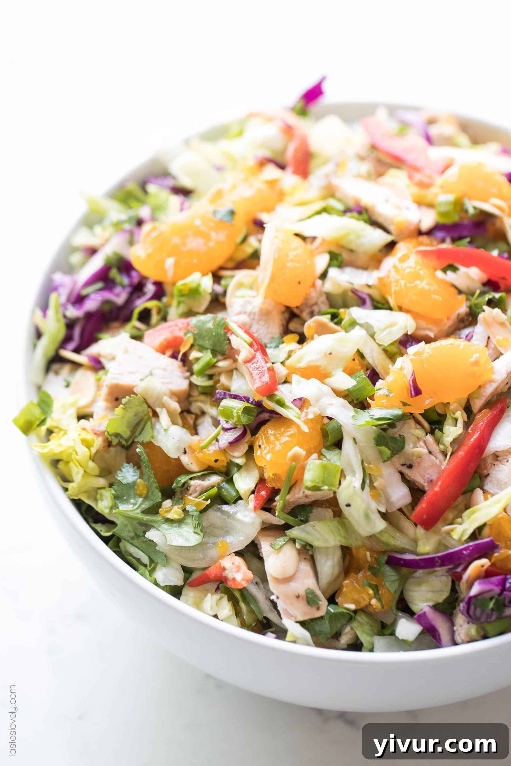 Paleo + Whole30 Chinese Chicken Salad Recipe with a homemade salad dressing. Delicious and healthy 30 minute asian chicken salad recipe! #paleo #whole30 #keto #glutenfree #grainfree #dairyfree #sugarfree #lowcarb #cleaneating #realfood