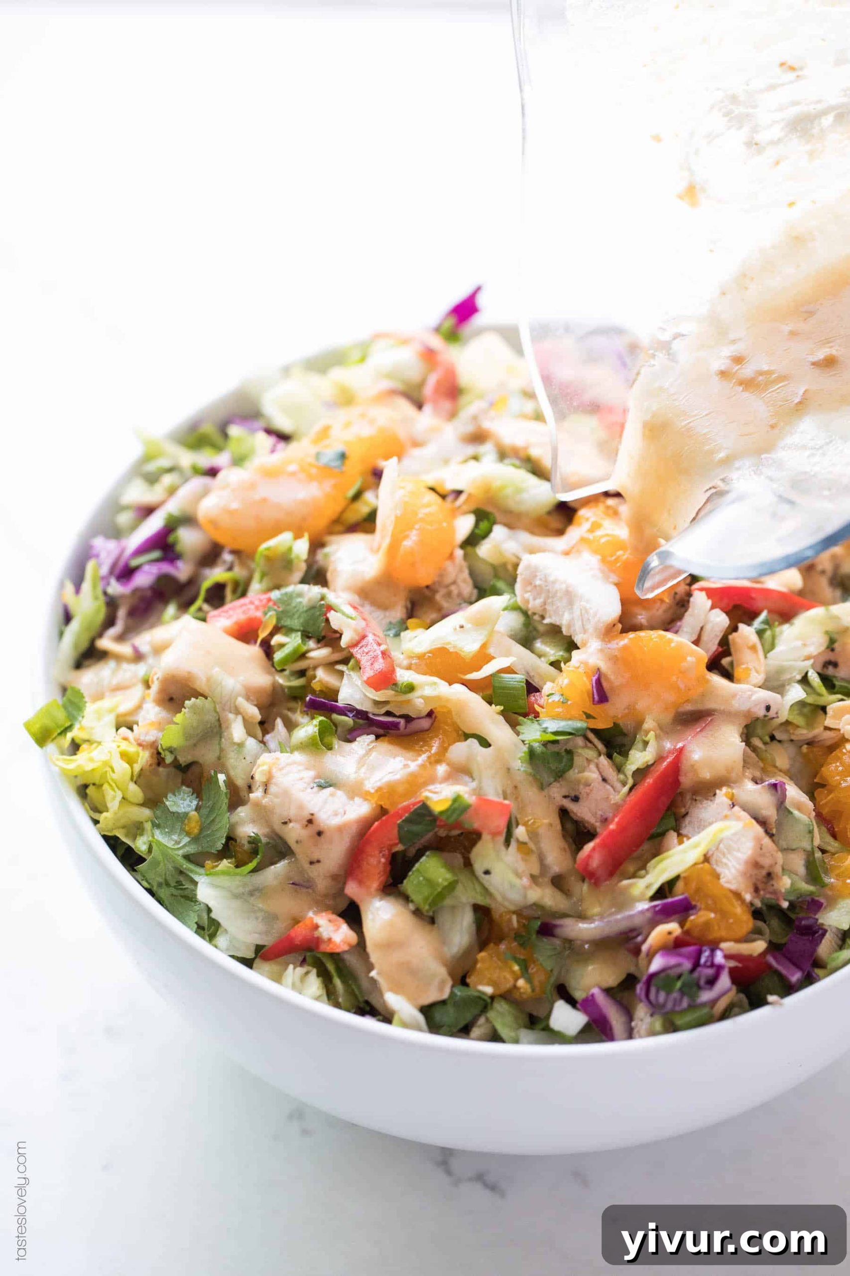 Paleo + Whole30 Chinese Chicken Salad Recipe with a homemade salad dressing. Delicious and healthy 30 minute asian chicken salad recipe! #paleo #whole30 #keto #glutenfree #grainfree #dairyfree #sugarfree #lowcarb #cleaneating #realfood