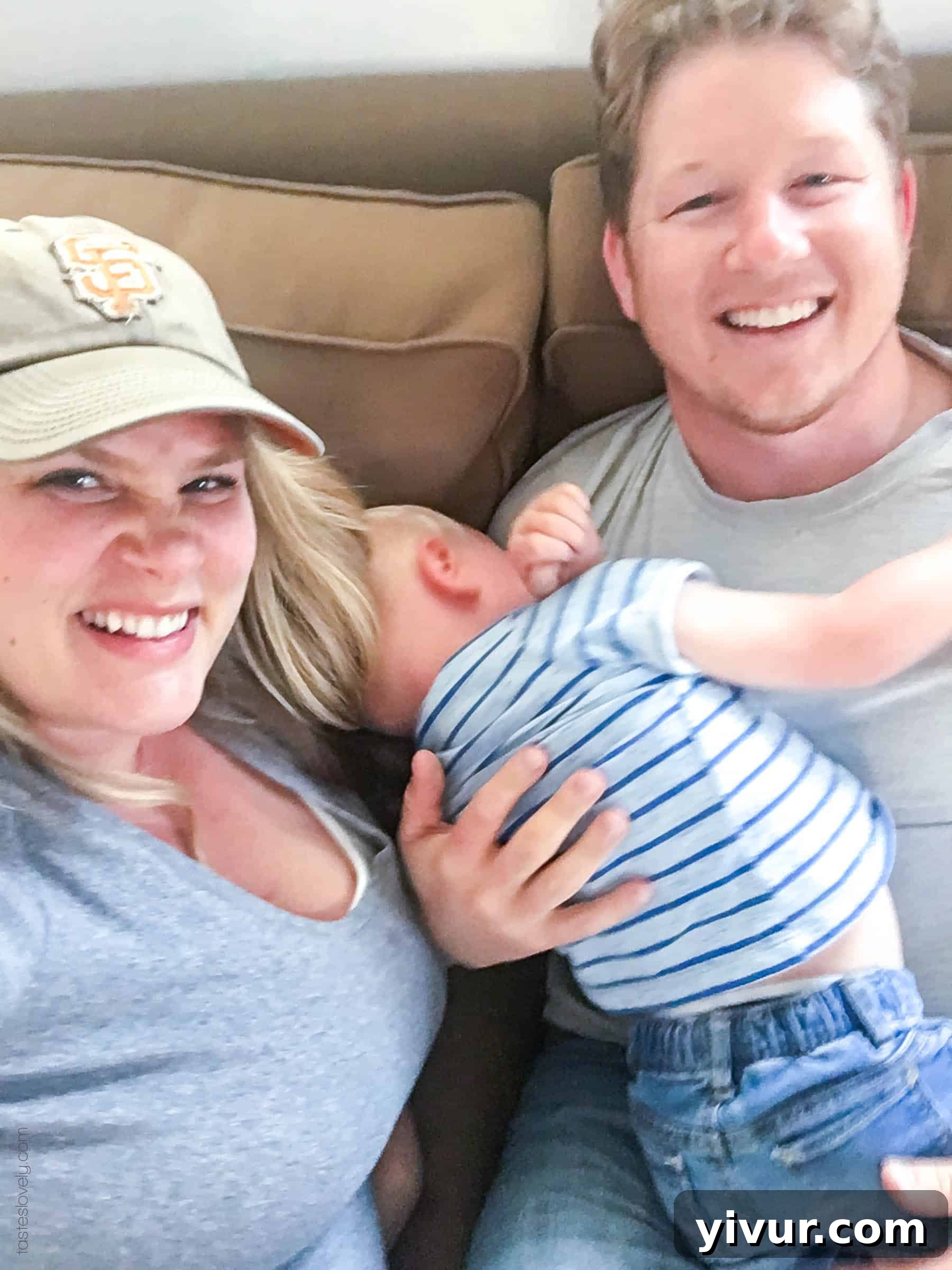 Spring 2018 A Daily Perspective 13 A candid shot of a pregnant mom looking tired but content, observing her family interactions.