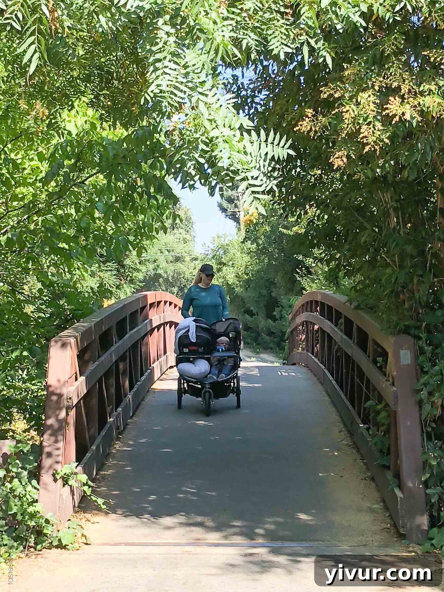 Summer 2018 A Day's Tale 6 Mom nursing Ryan at a fenced-in park while Josh plays