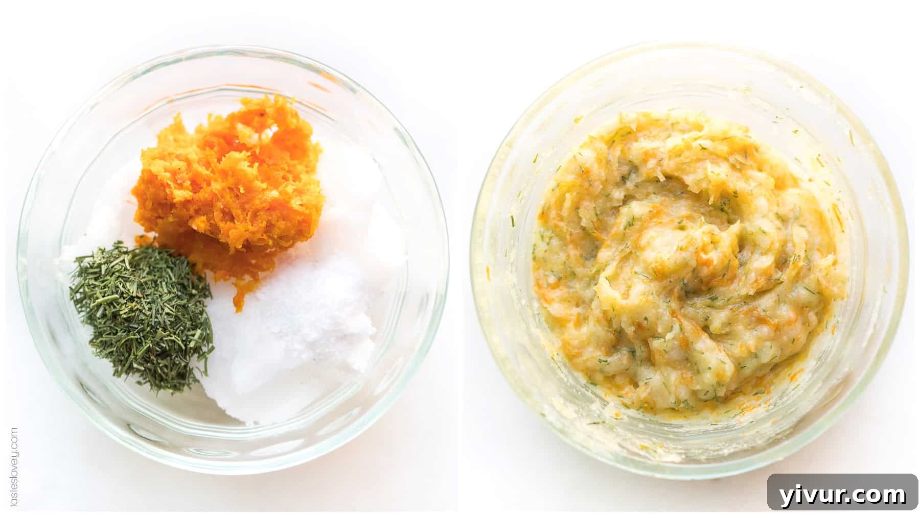 Vibrant Orange Dill Butter Salmon Whole30 Paleo Keto Friendly 4 A small bowl containing solid coconut oil, fresh orange zest, and chopped dill, ready to be mixed.