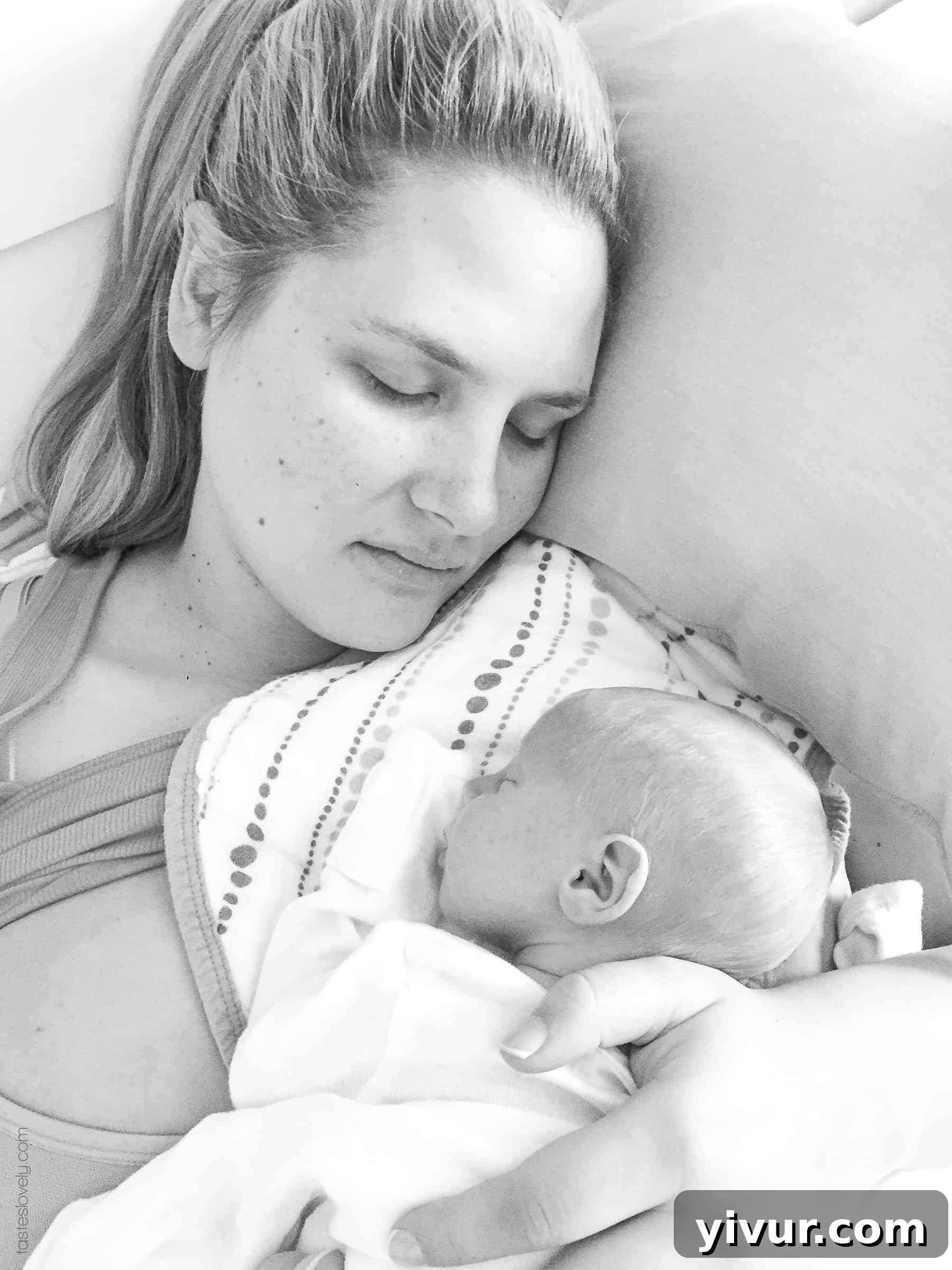 A tender moment between mother and baby after a feeding session, capturing the essence of early motherhood.