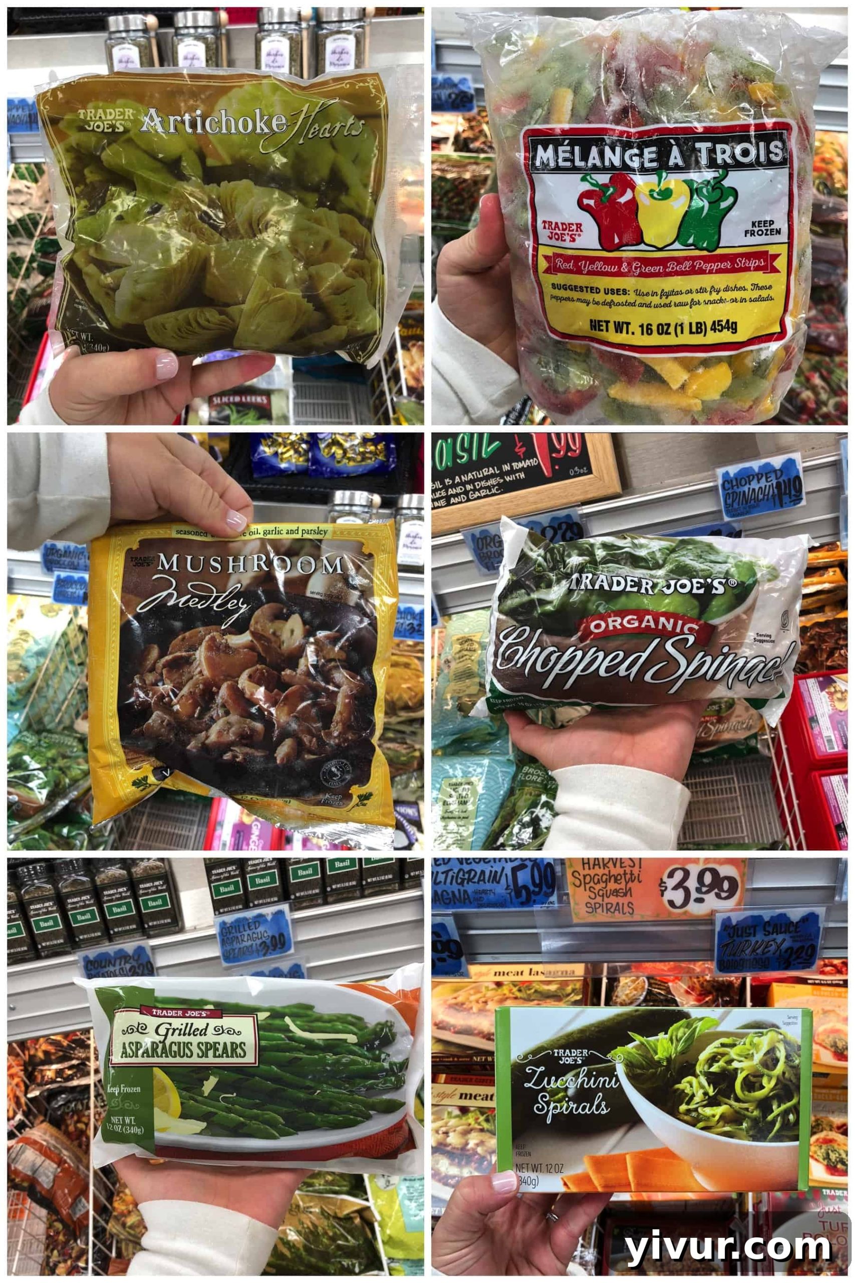 Frozen vegetables that are Whole30 compliant, such as artichoke hearts and spinach