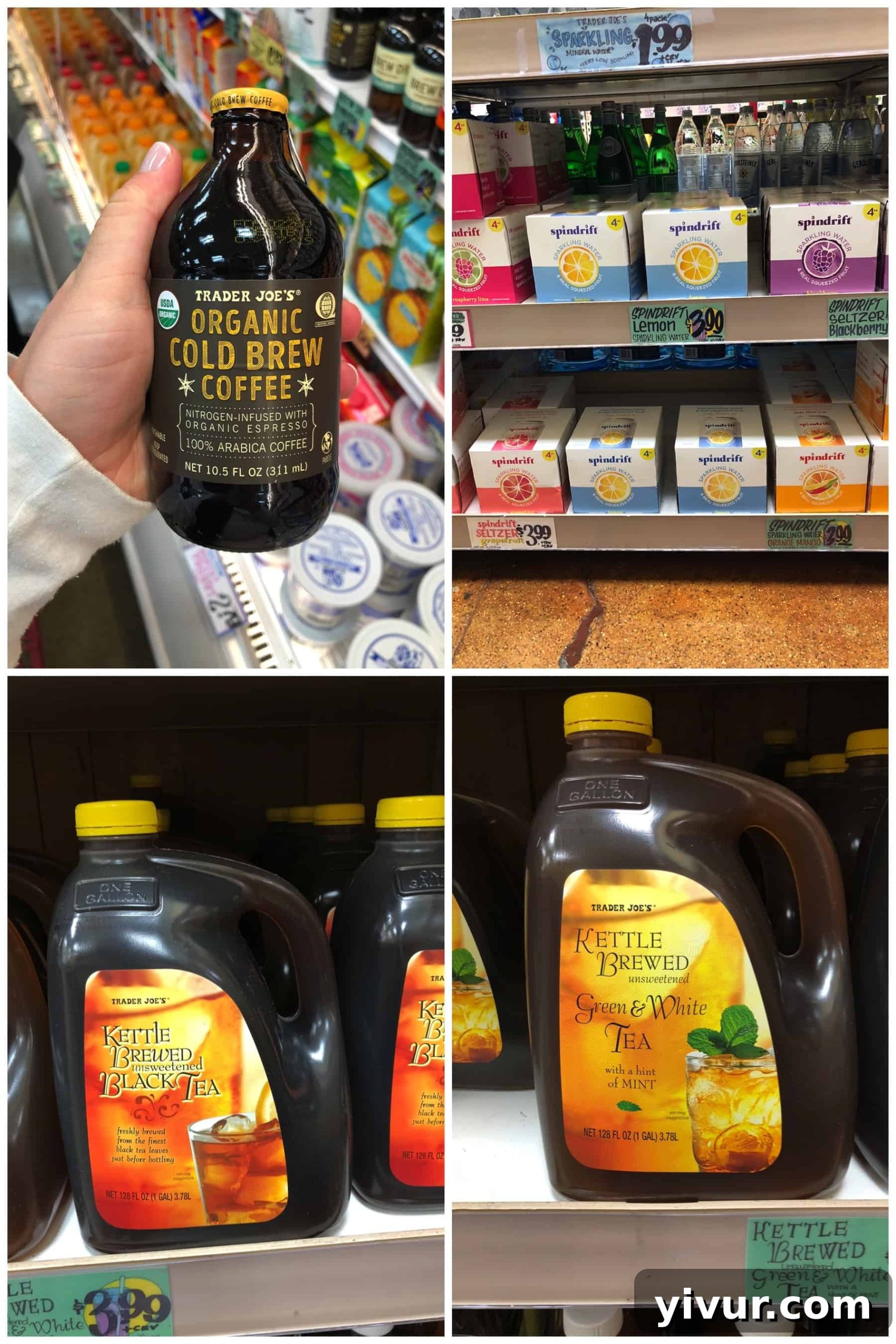 More photos of Whole30 beverages, featuring cold brew coffee and Spindrift sparkling water