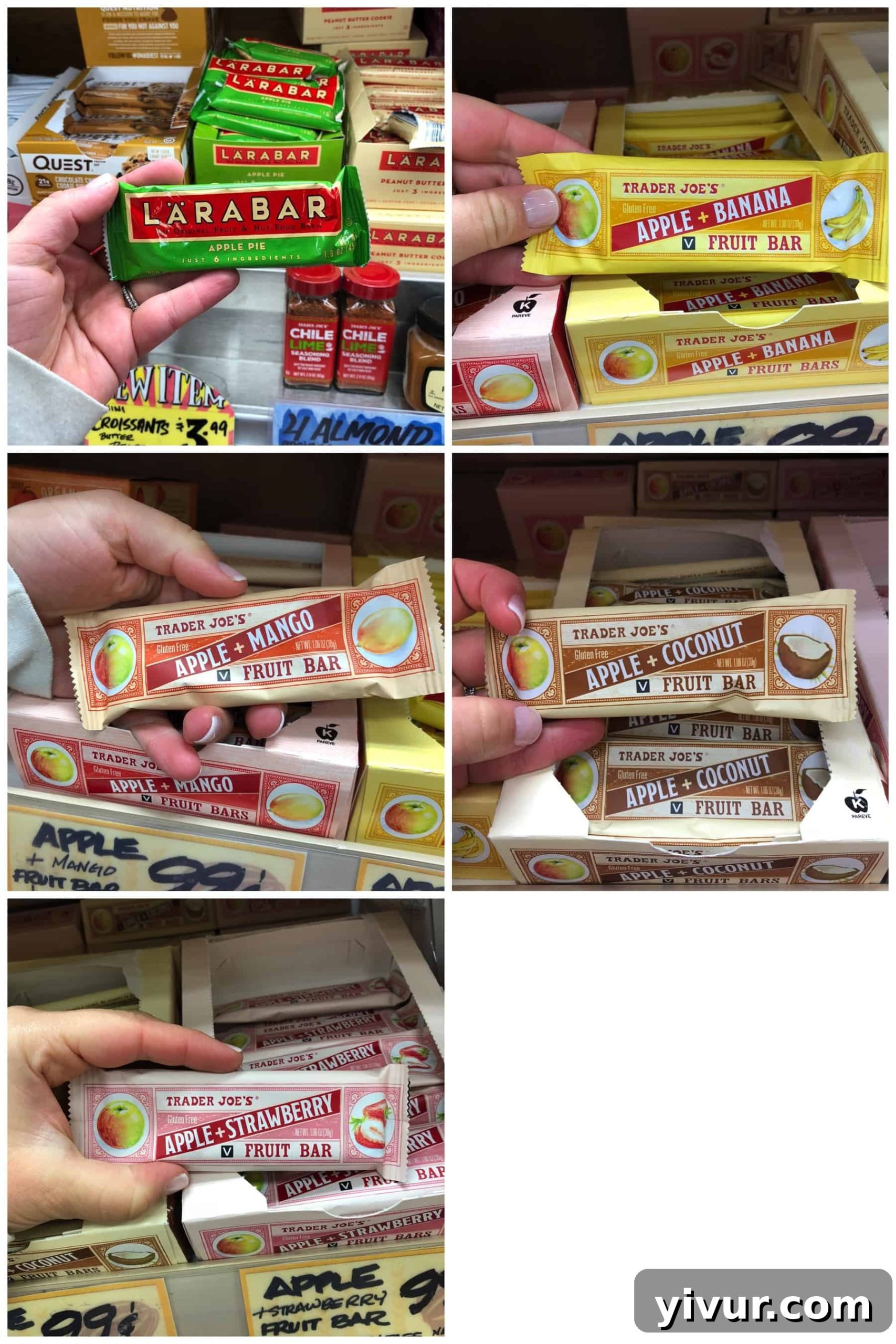 Whole30 compliant healthy snacks, showing various Larabar flavors