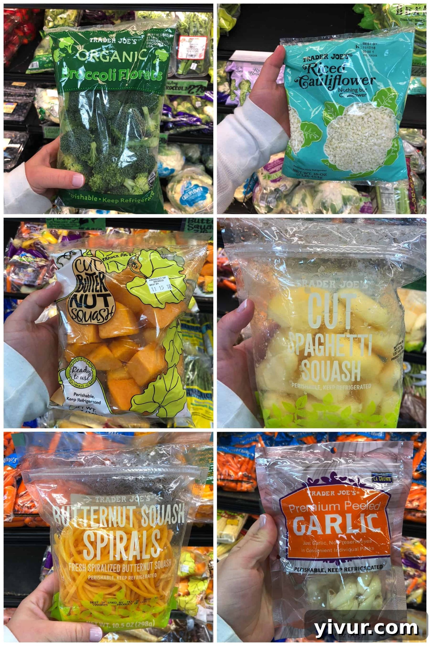 Easy, already cut produce in bags at Trader Joe's, such as riced cauliflower