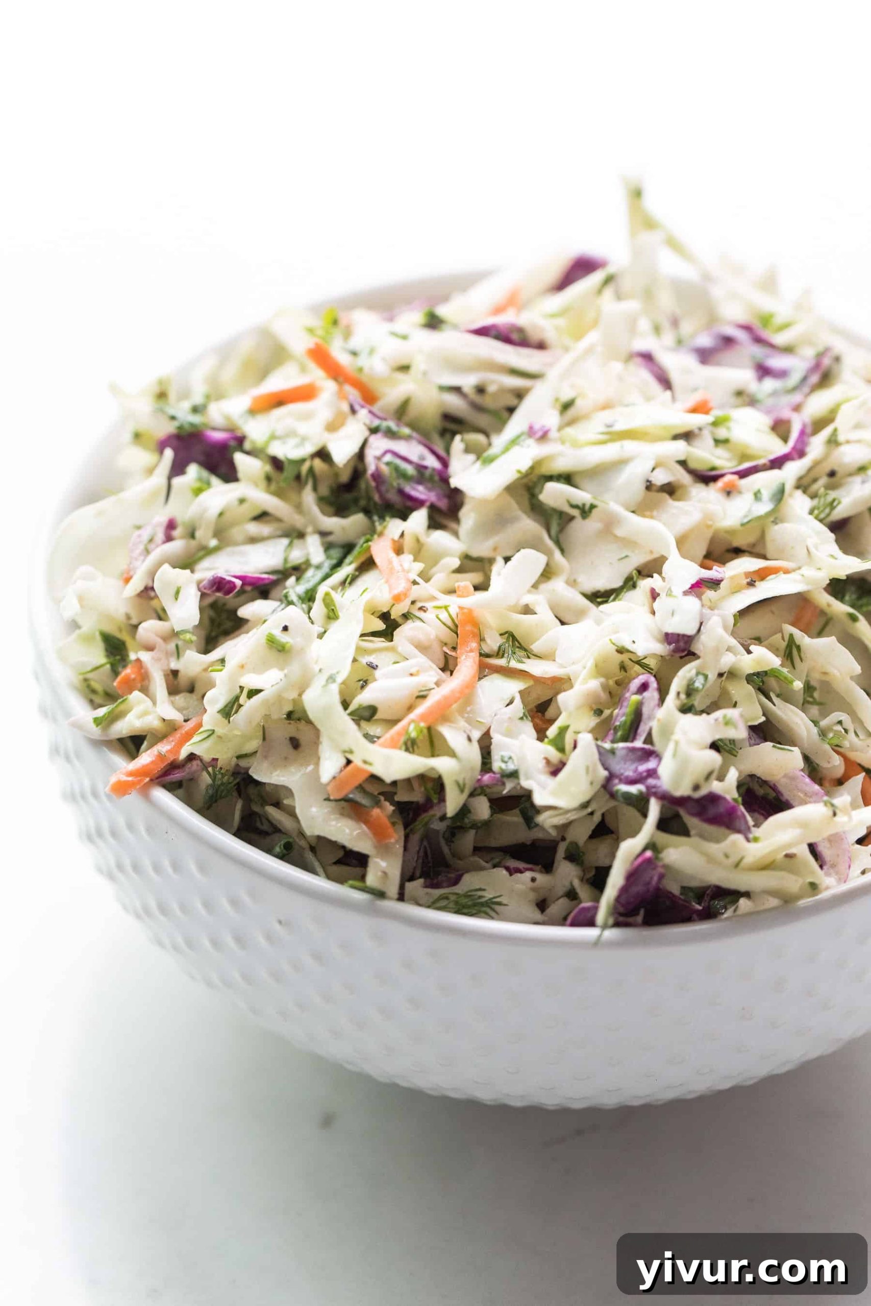 Vibrant Whole30 Keto Lemon Herb Slaw 3 A bowl of fresh coleslaw with herbs, ready to be served