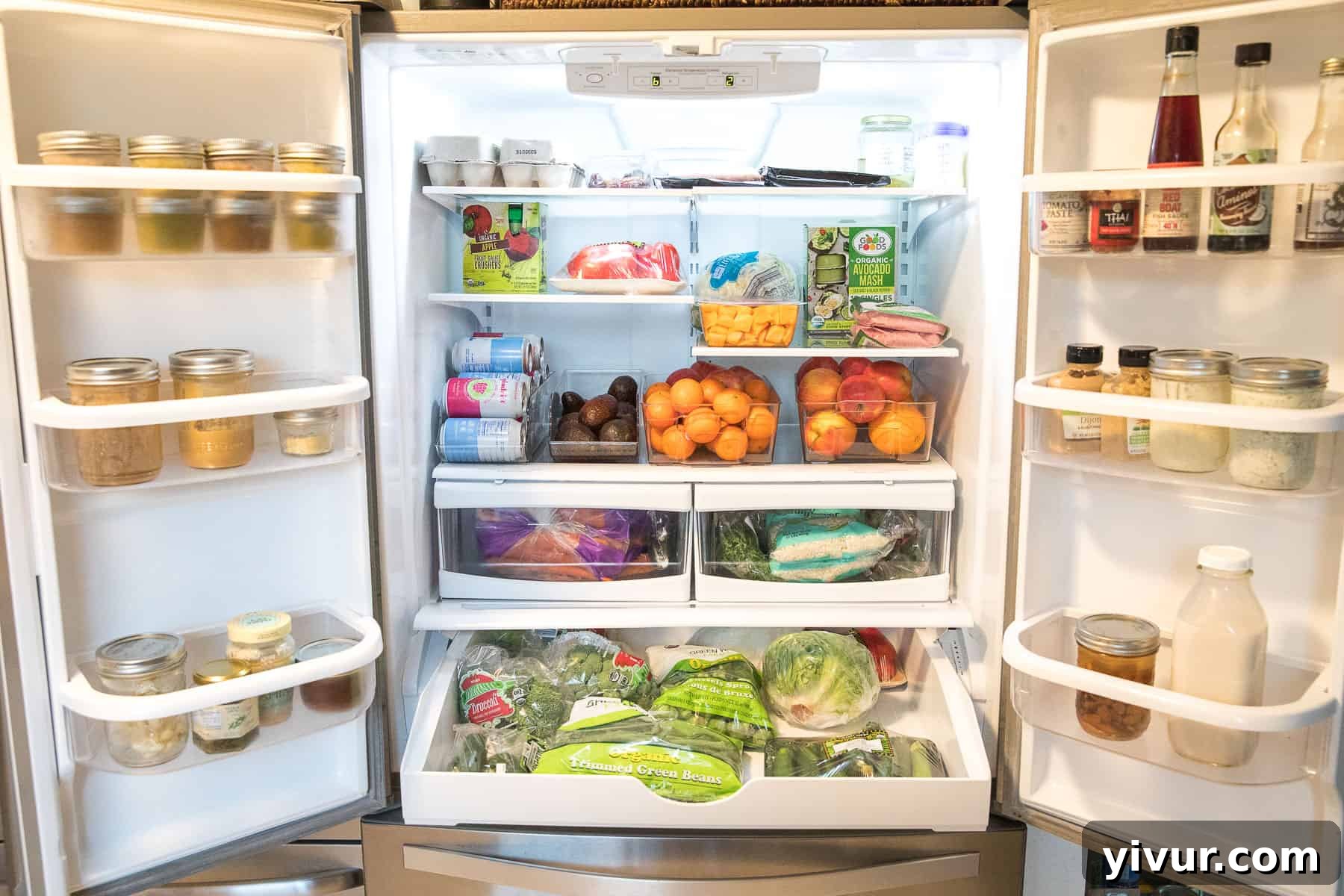 A whole30 stocked refrigerator