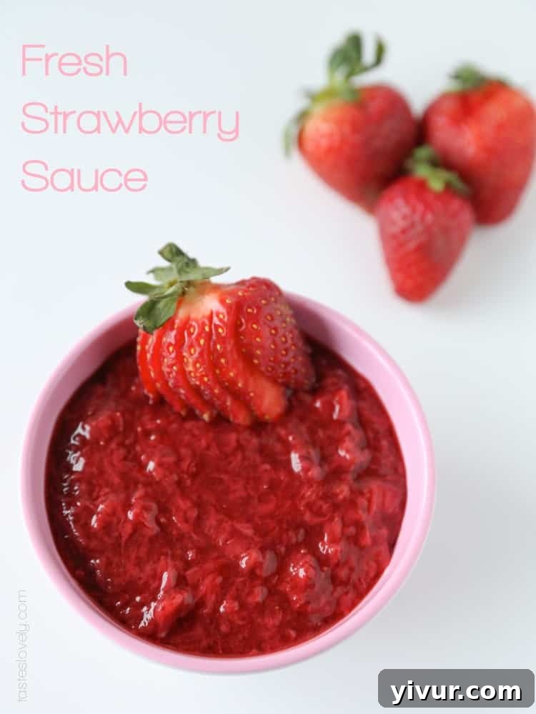 Fresh strawberry sauce, great for cheesecake, pancakes or waffles