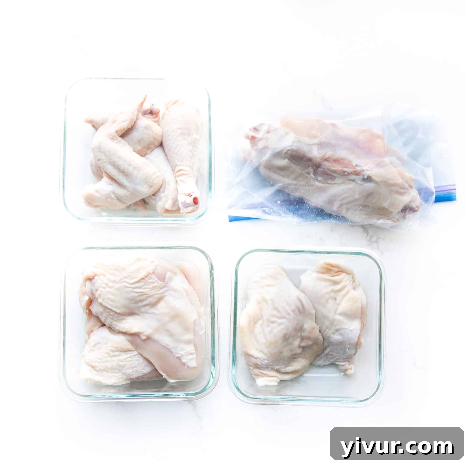 Storing the a carved up chicken for the refrigerator