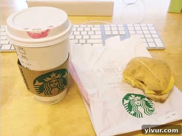 Starbucks Breakfast: A delightful start to the day with a coffee and sandwich