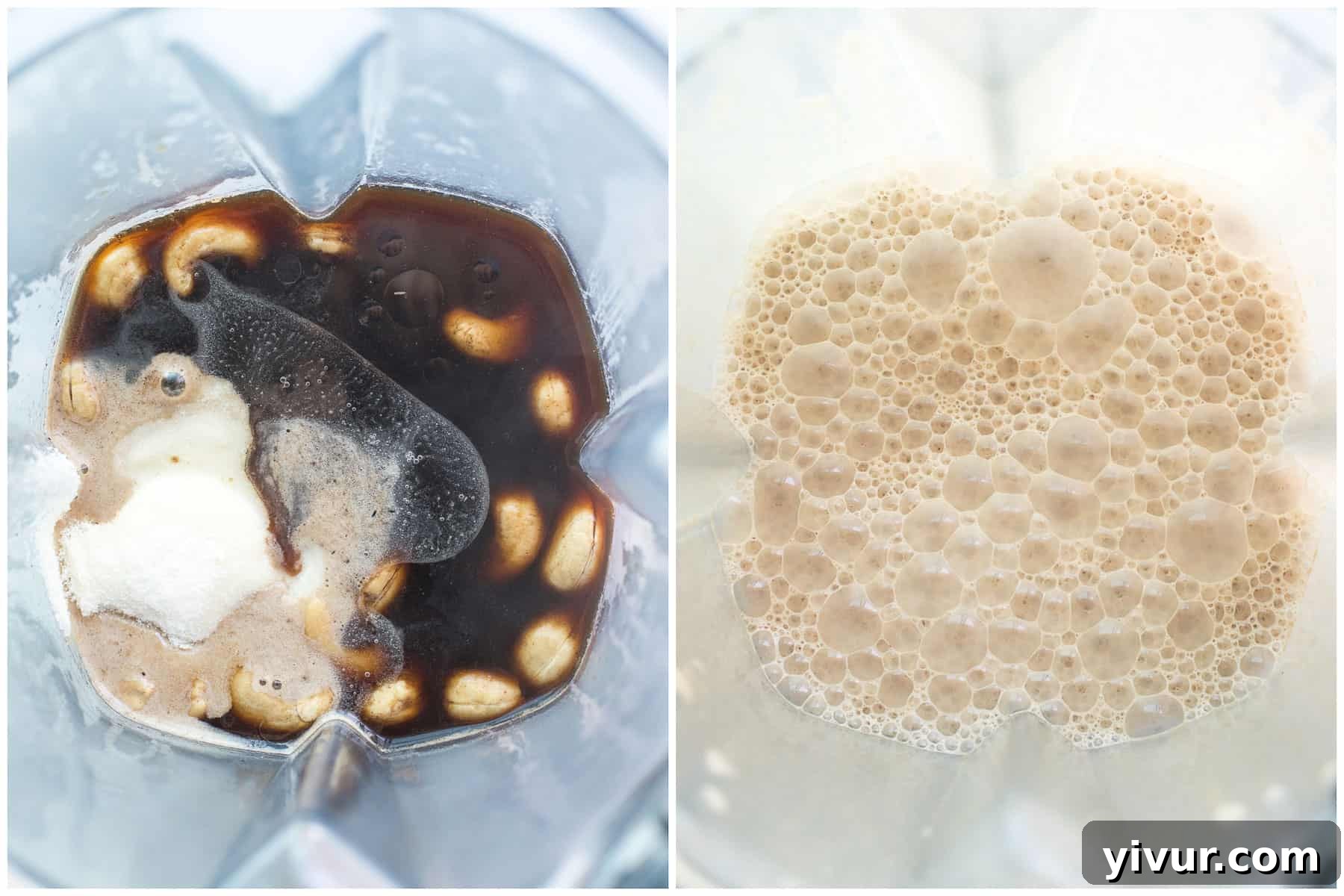 Ingredients for Paleo + Whole30 Bulletproof Creamy Cashew Coffee blended for perfect foam.