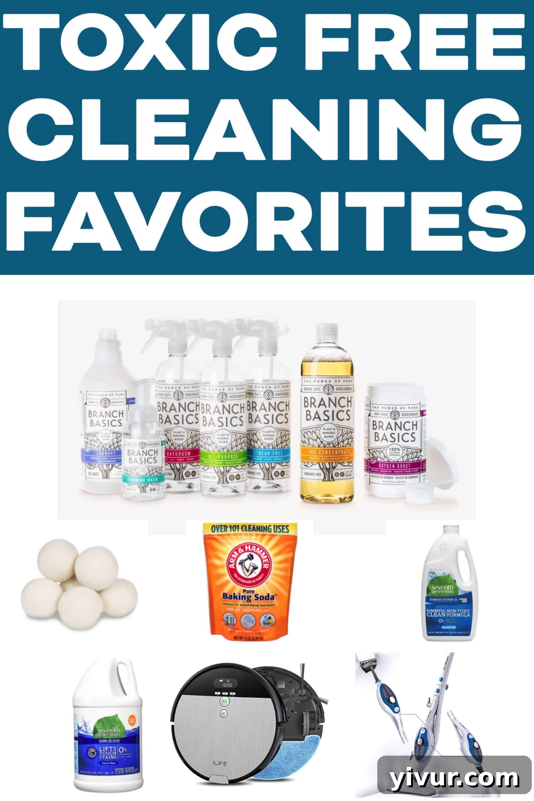 My Favorite Natural Cleaning Essentials 3 Bright and airy home interior featuring a collection of natural and non-toxic cleaning products, embodying a healthy lifestyle.