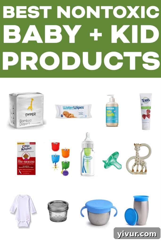 My favorite non-toxic bath and body products for baby and kids. Avoid chemicals and dyes and use the purest baby diapers and bath wash and medicine! #nontoxic #toxicfree #cleanliving