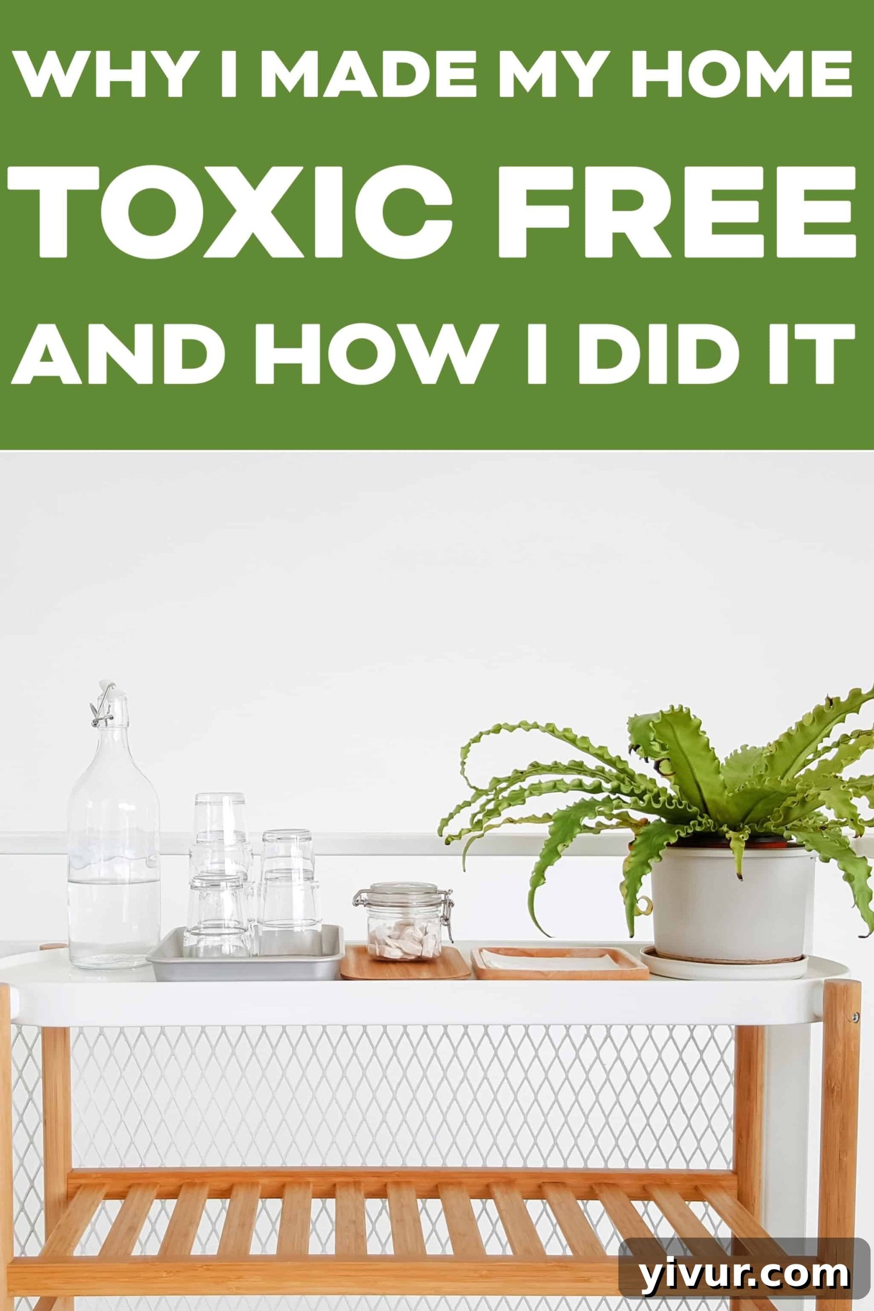 A serene, clean kitchen promoting a non-toxic home and clean living lifestyle.