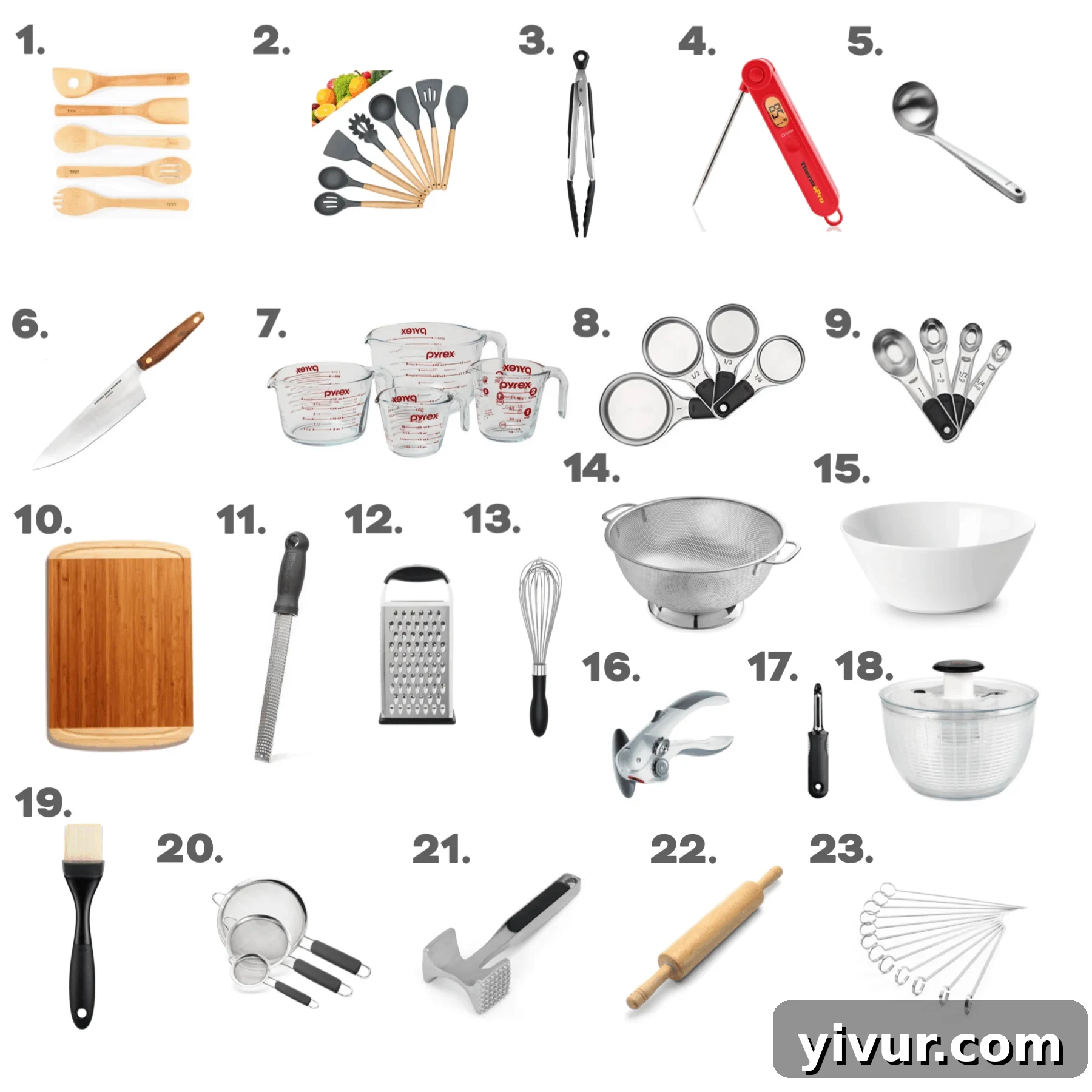 A vibrant collection of non-toxic kitchen utensils including organic bamboo, silicone spatulas and tongs, and stainless steel tools, for a safe cooking environment.