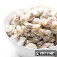 Close-up of Paleo + Whole30 Creamy Potato Salad