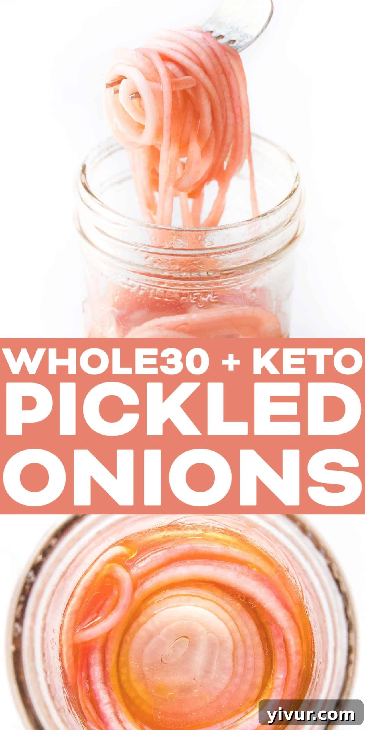 pickled onions in a mason jar with a cutting board and knife
