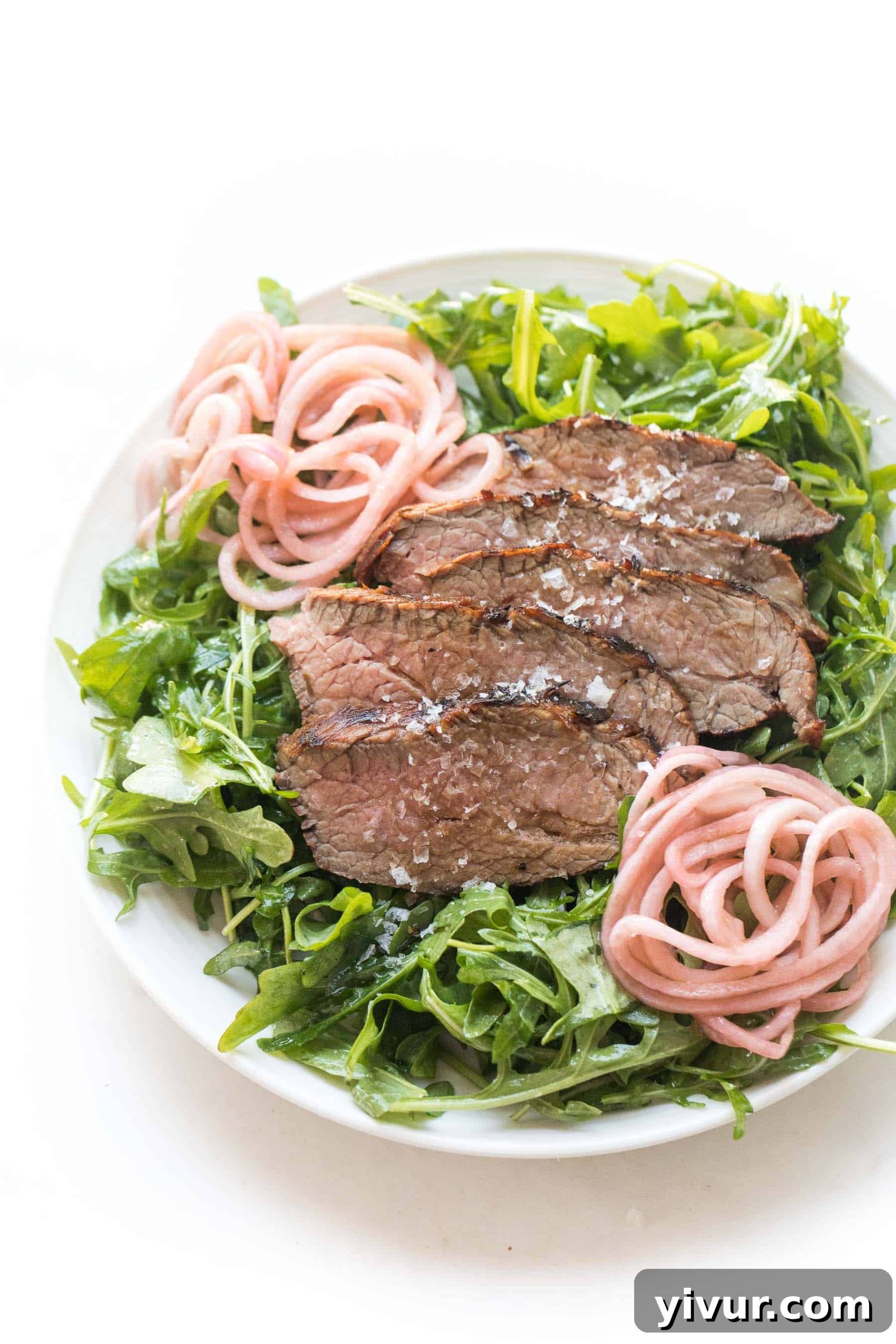 Savory Tri Tip Arugula Salad Whole30 Keto Paleo Approved 2 Grilled Tri Tip Arugula Salad with Pickled Onions