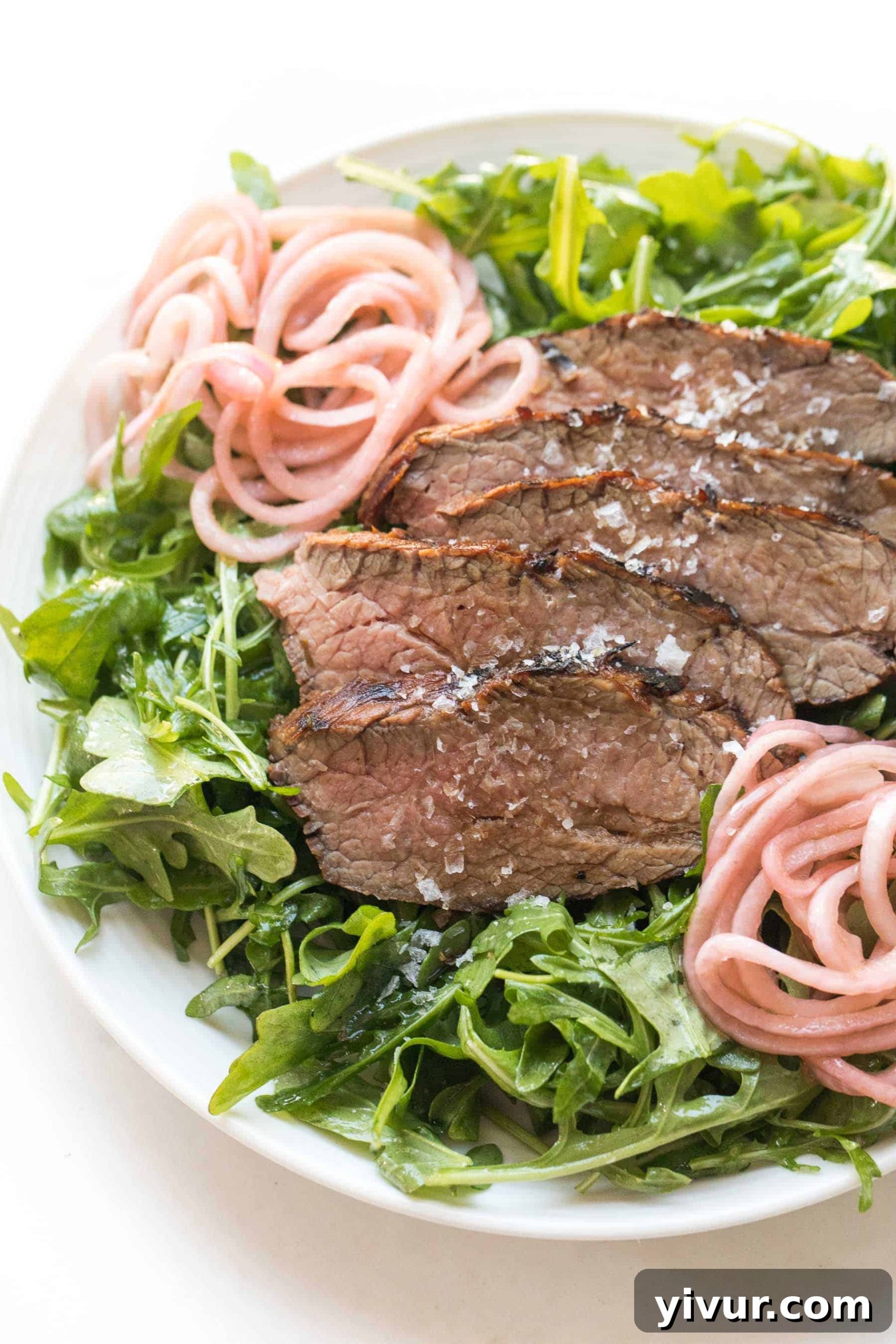 Savory Tri Tip Arugula Salad Whole30 Keto Paleo Approved 5 Plated Tri Tip Arugula Salad with Pickled Onions