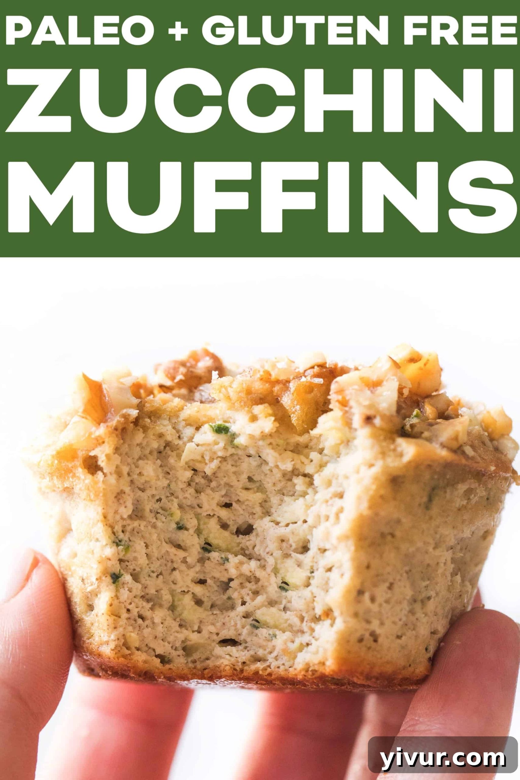 paleo zucchini muffins stacked on a white plate