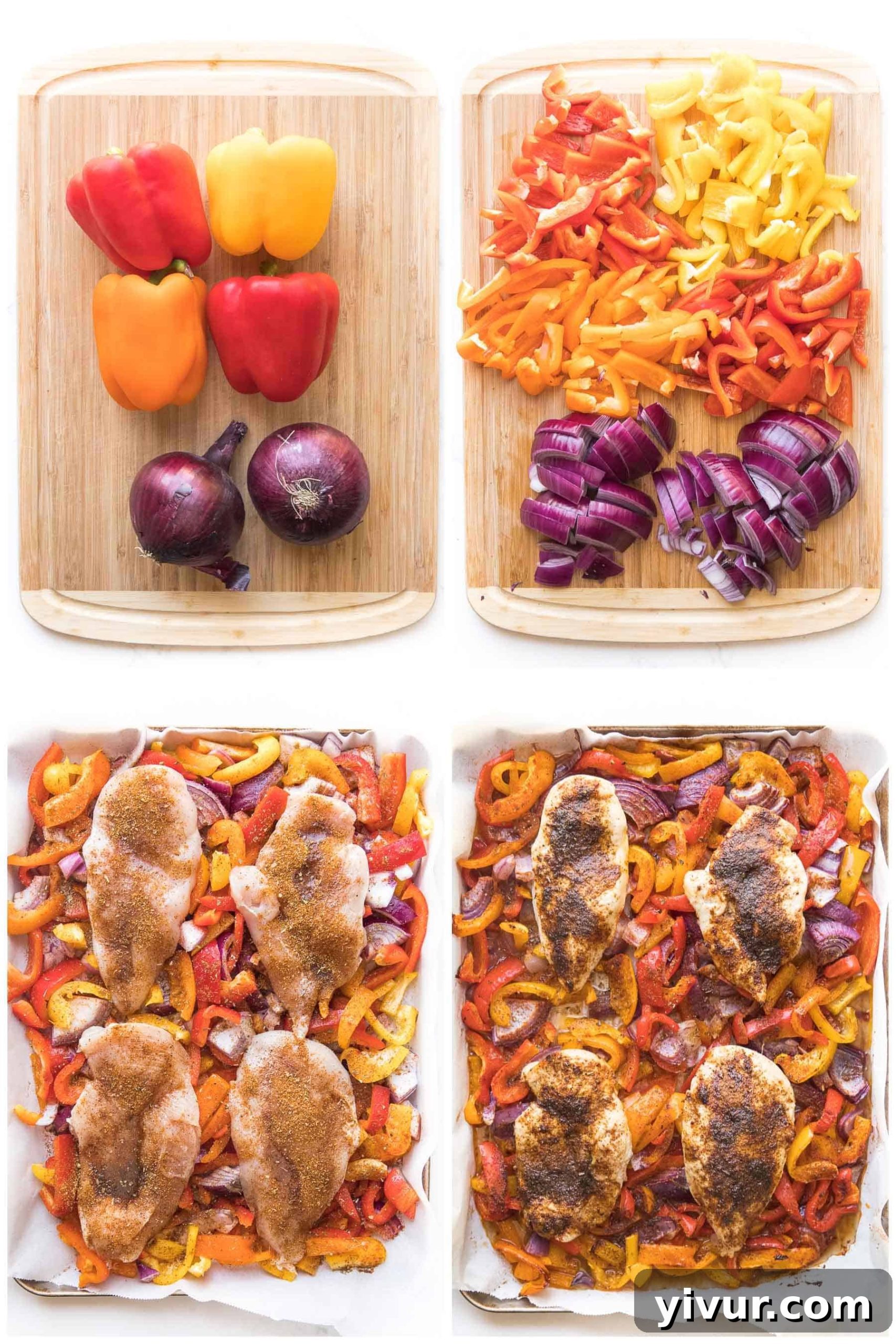 steps to making sheet pan chicken fajitas