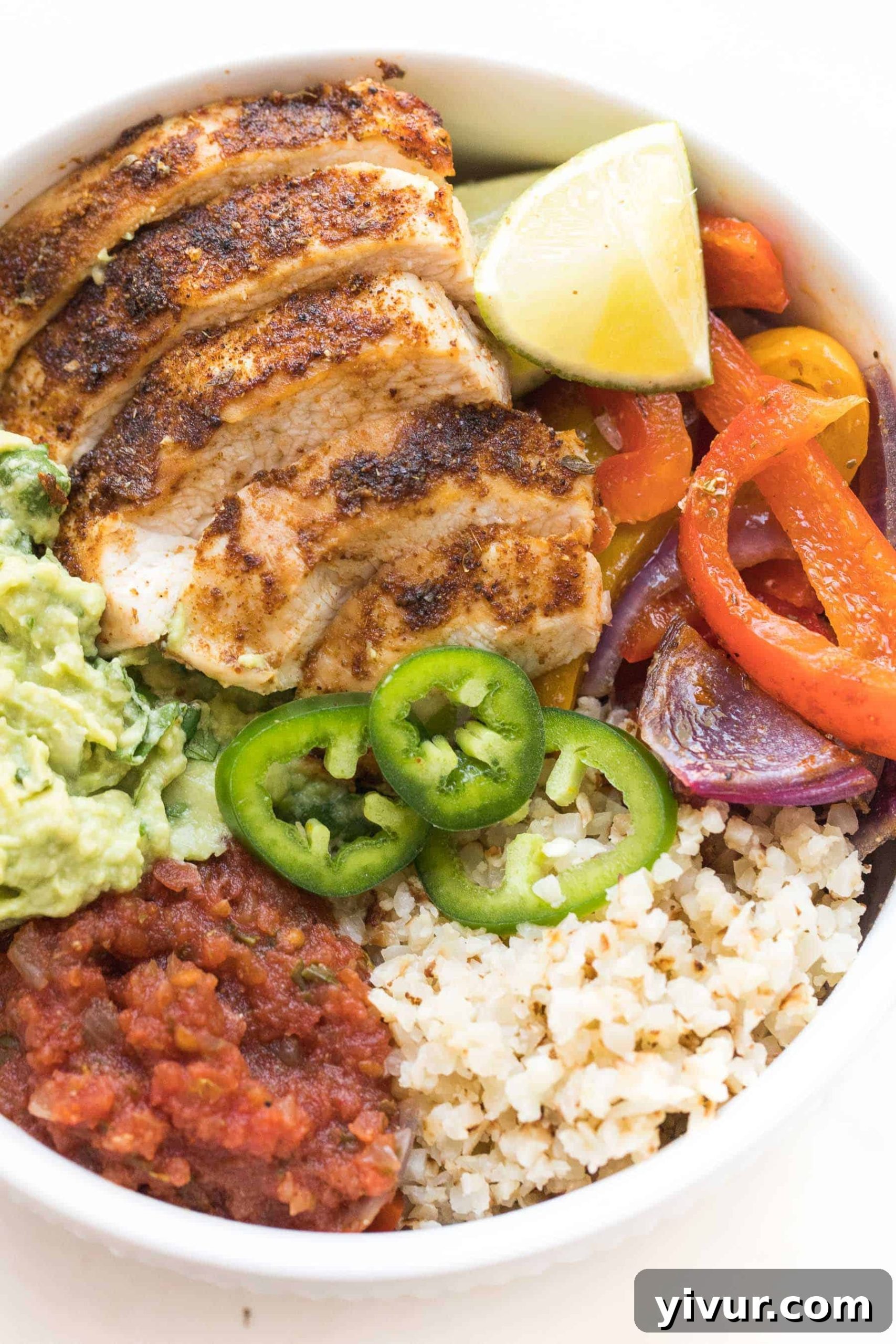 chicken fajita burrito taco bowl