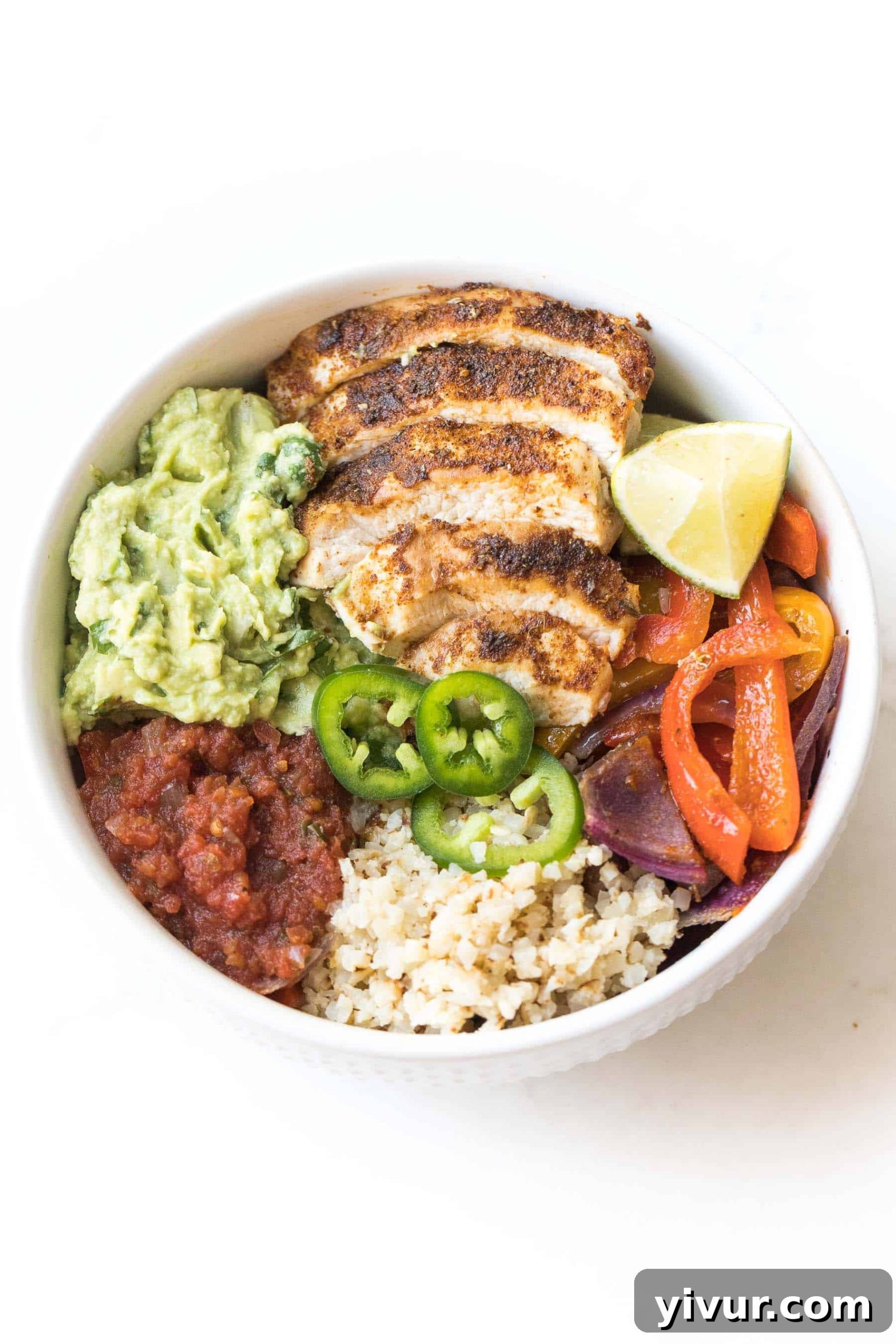 chicken fajita burrito taco bowl