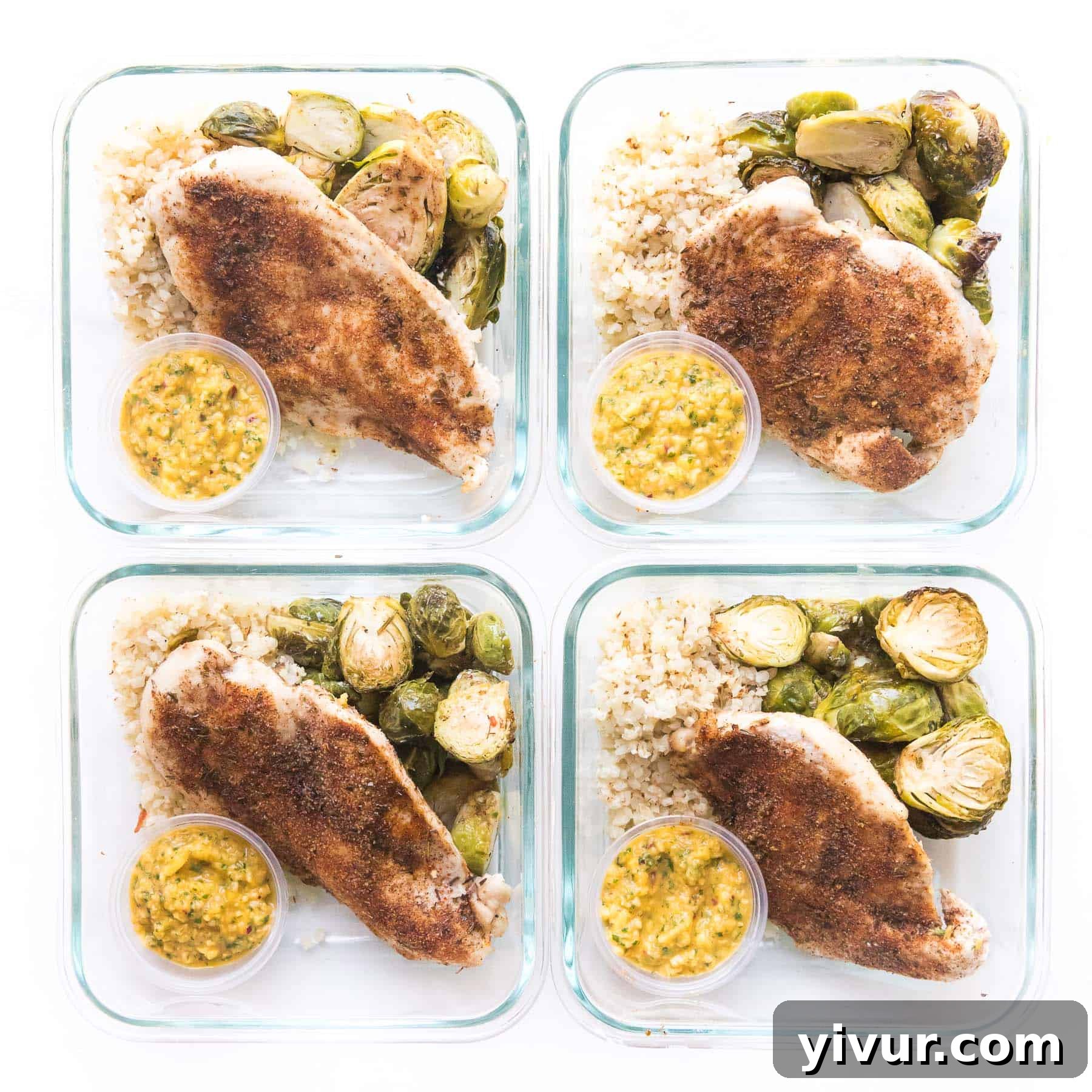 Jamaican Jerk Whole30 Keto Sheet Pan Chicken 6 jamaican jerk chicken in meal prep containers