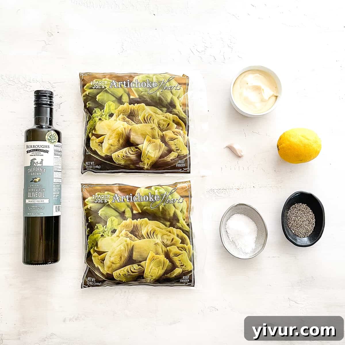 Ingredients for artichoke hearts recipe