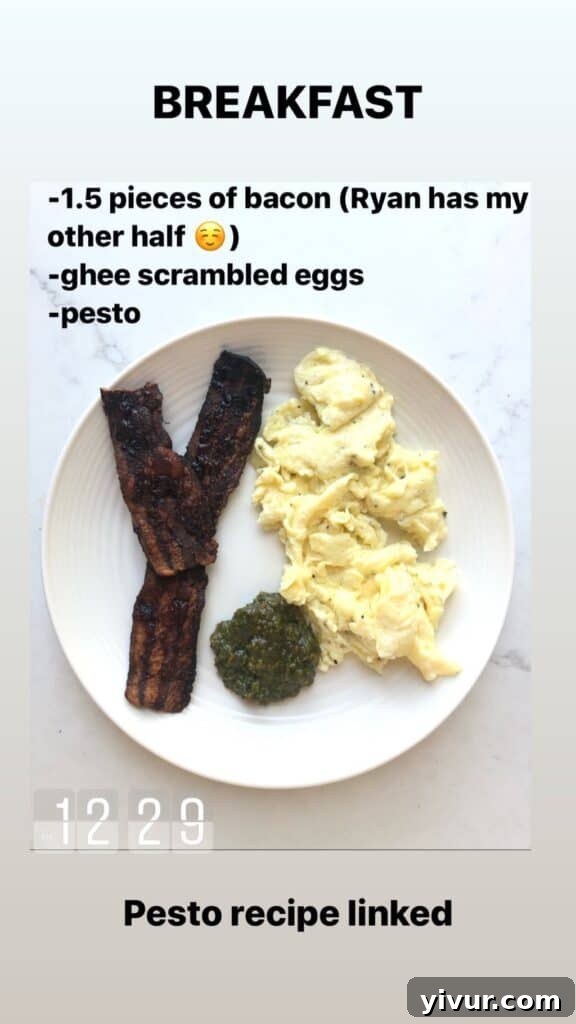 A clean keto meal featuring pesto with grilled chicken, showing a focus on healthy fats and fresh ingredients.