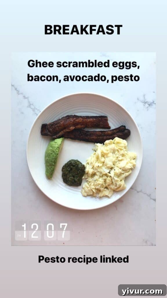 A vibrant plate featuring pesto, a staple for healthy fats and flavor in clean keto meals.