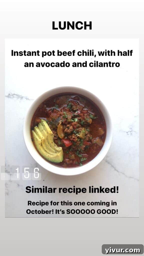 Hearty Instant Pot Beef Chili, a comforting and compliant Whole30 and keto meal.