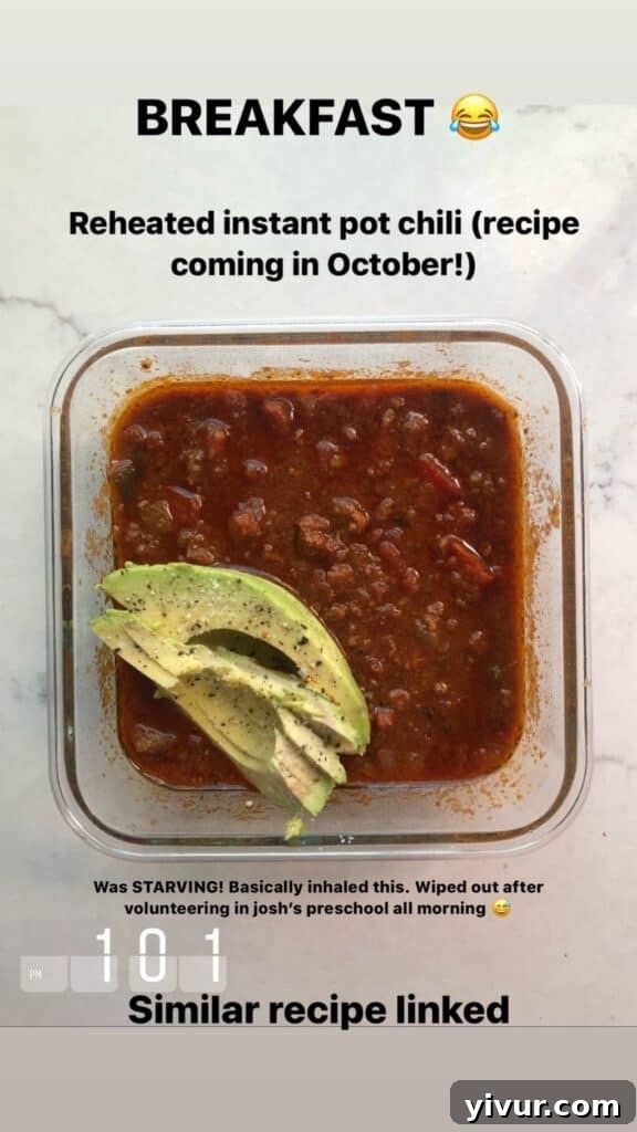 A comforting bowl of Instant Pot Beef Chili, perfect for meal prepping and satisfying hunger.