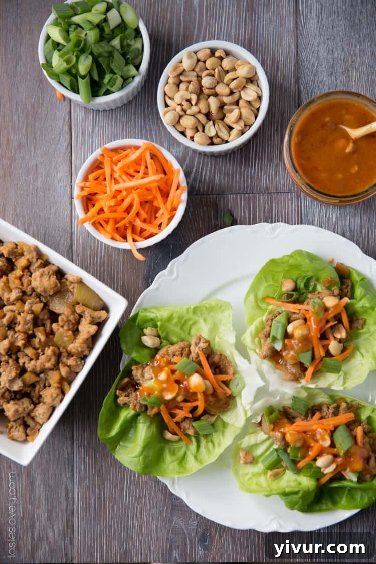 Healthy Asian Turkey Lettuce Wraps - Prep ingredients