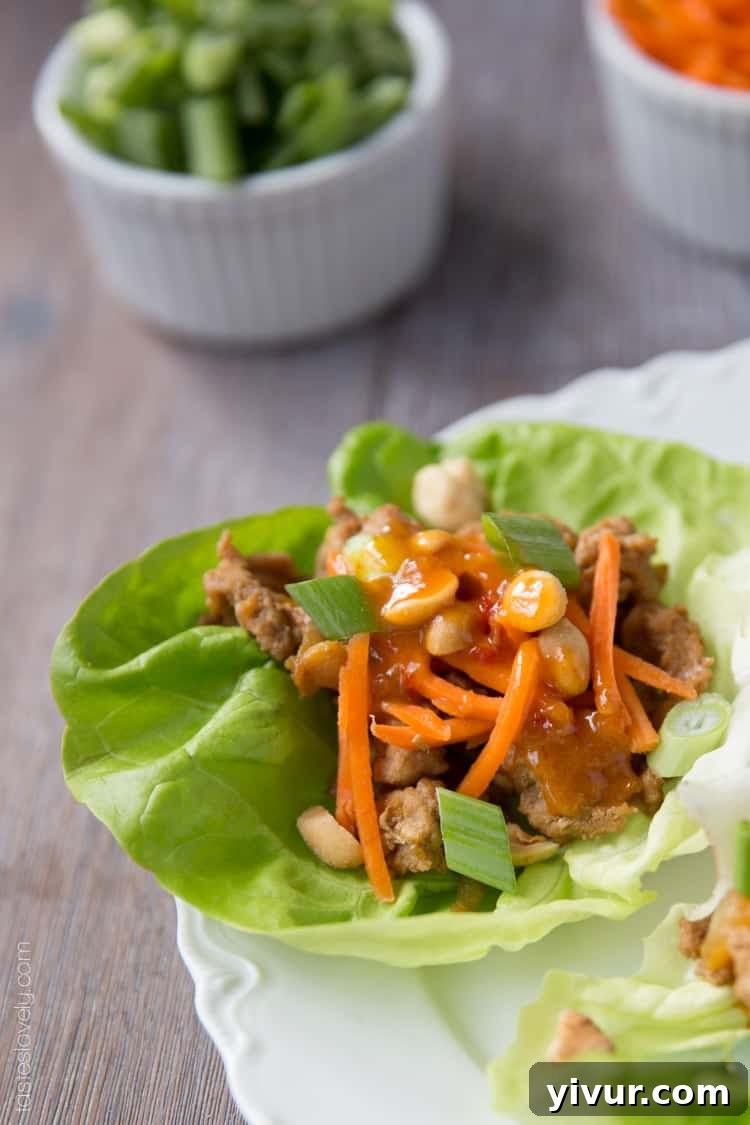 Healthy Asian Turkey Lettuce Wraps - Freshly prepared