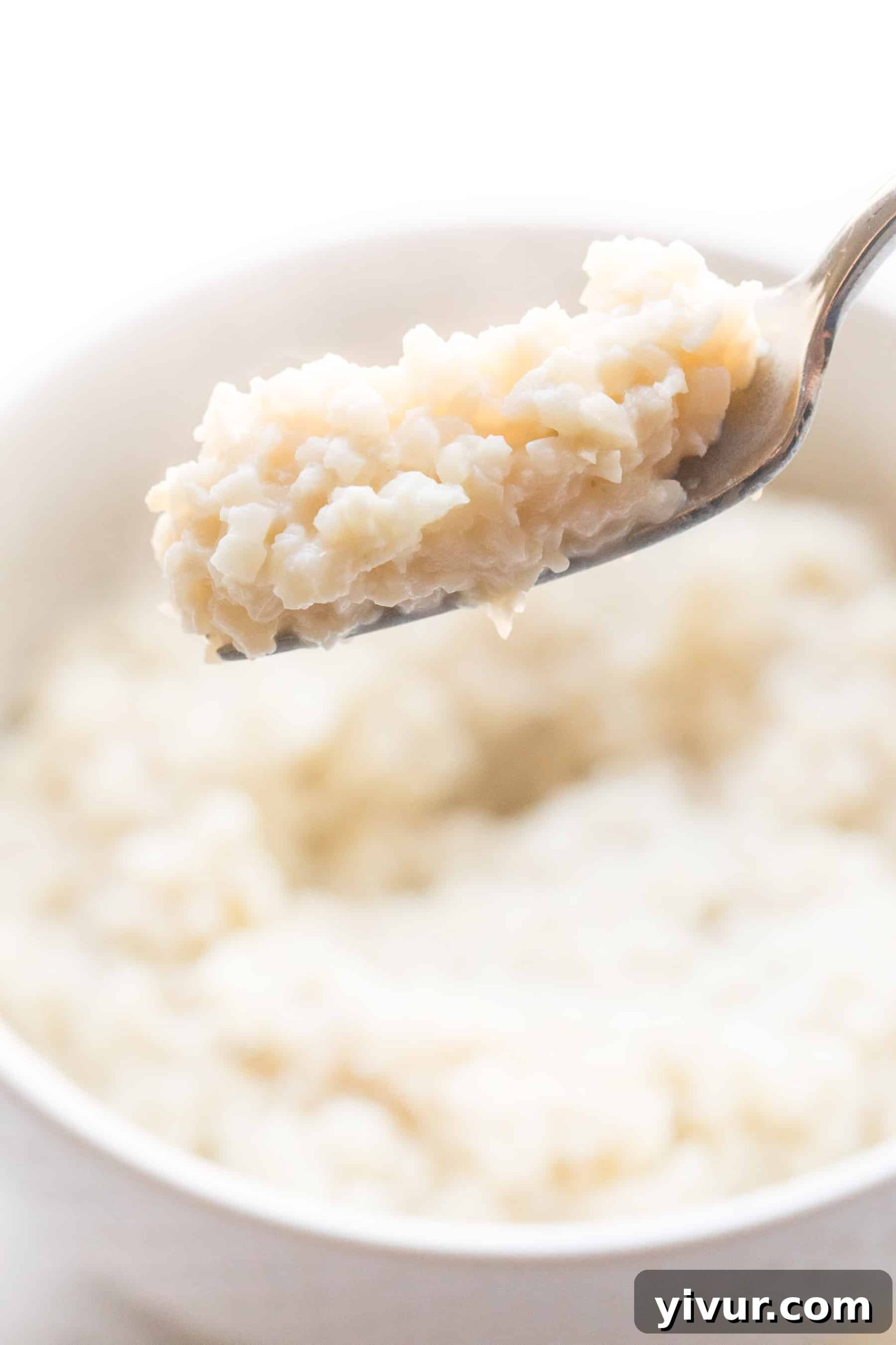 Delicious and creamy Whole30 Keto Cauliflower Rice Risotto served in a bowl, ready to enjoy.