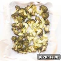 roasted broccoli on a sheet pan
